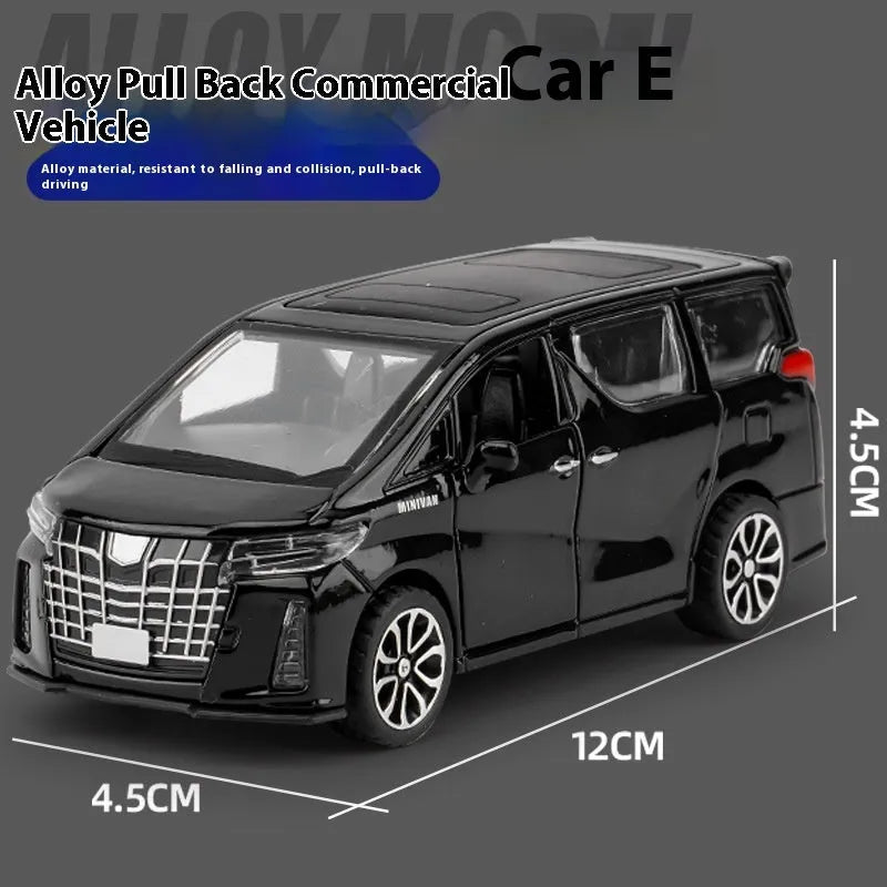 Children's alloy pull-back car toy in business red, 12x4.5x4.5 cm, for kids 4-6 years old