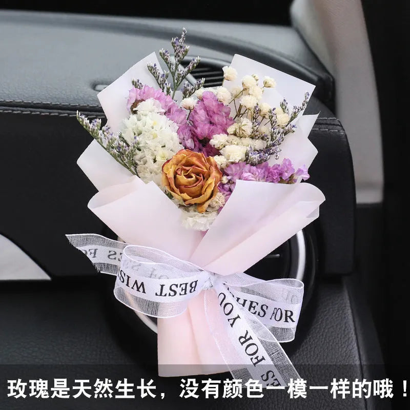Mini dried flower bouquet for car vent attachment in multiple colour and style options
