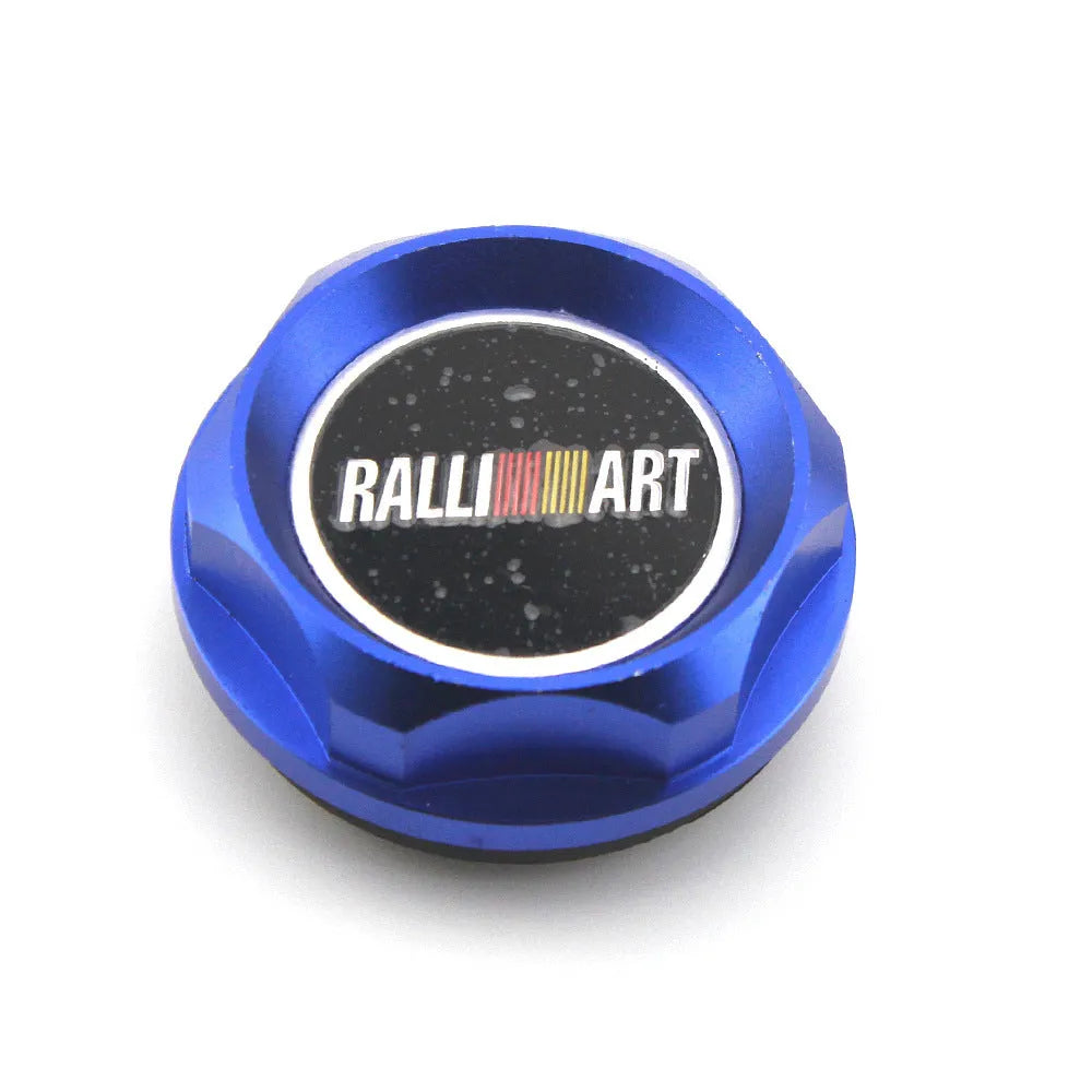 Aluminium alloy oil filter cap for Mitsubishi cars in red, blue, gold, silver, black, and purple colours.