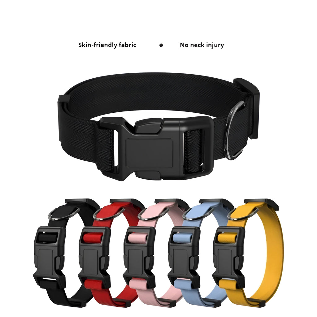 Nylon dog and cat collar in black, blue, pink, red, and yellow with S to XL sizes buy one get two