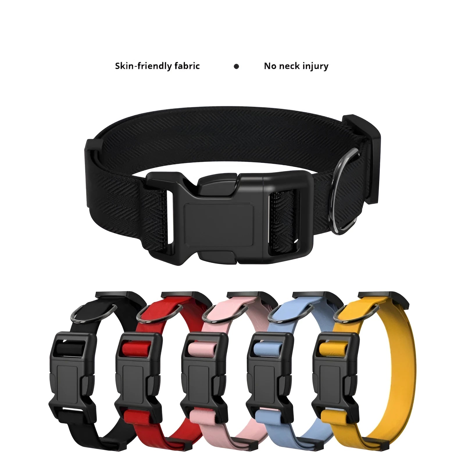 Nylon dog and cat collar in black, blue, pink, red, and yellow with S to XL sizes buy one get two