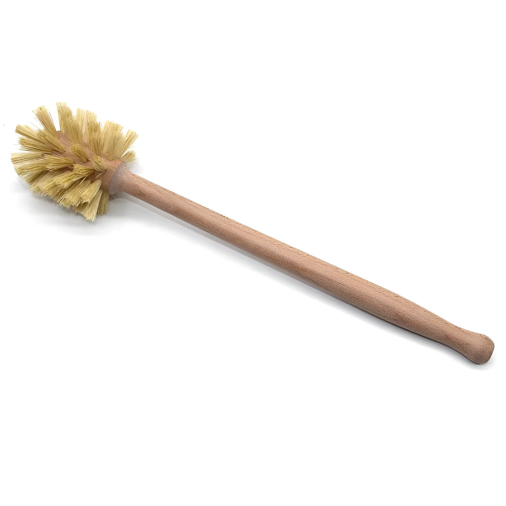 Natural beech wood cleaning brush with sisal bristles, 34.5cm long, for bottle cleaning