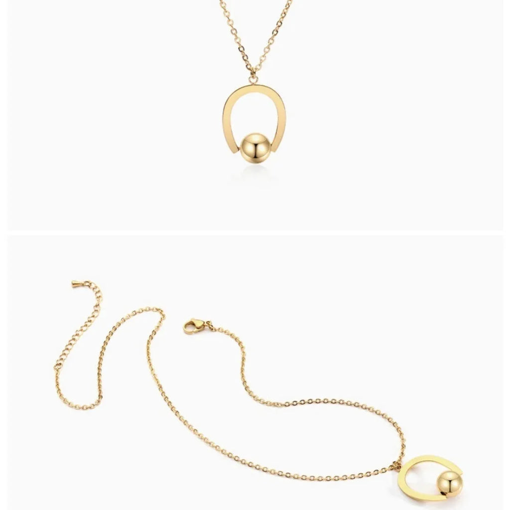 Adjustable stainless steel necklace with cross chain design and geometry pendant in gold or silver finish