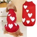 Dog knitted sweater in pink acrylic with love theme, sizes S to XXL for Valentine's Day
