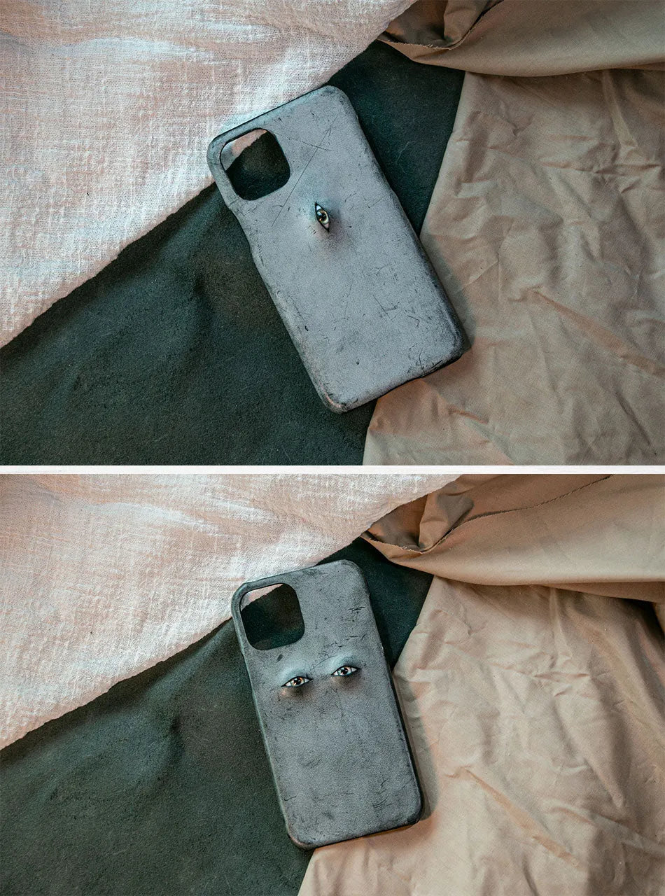 Vintage distressed cowhide leather phone case for iPhone with single eye style protective cover