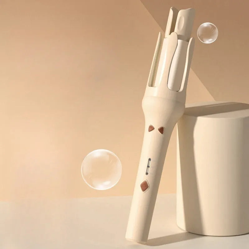 Automatic hair curler 32mm in white beige with wired power and EU adapter