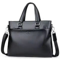 Men's black PU leather shoulder messenger bag with splicing detail, 35x30x4cm crossbody bag