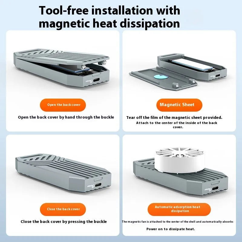 Thunderbolt 4 compatible M.2 NVMe SSD external enclosure in aluminium case with cooling fan option