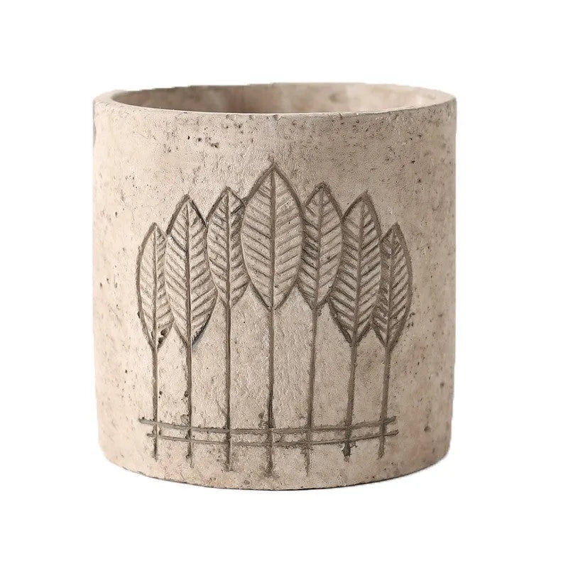 Cement succulent flowerpot in concrete, 12x12cm, green gray or beige, simple design for indoor plants