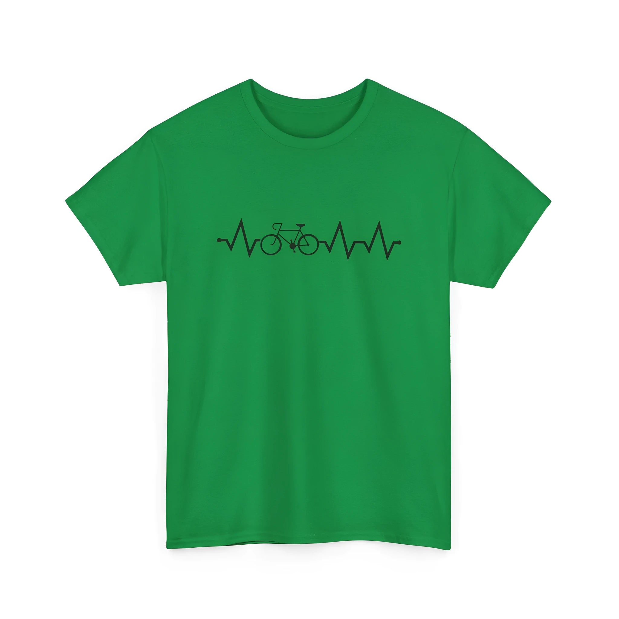 Green cotton short-sleeve t-shirt with a printed niche letter design on the front.