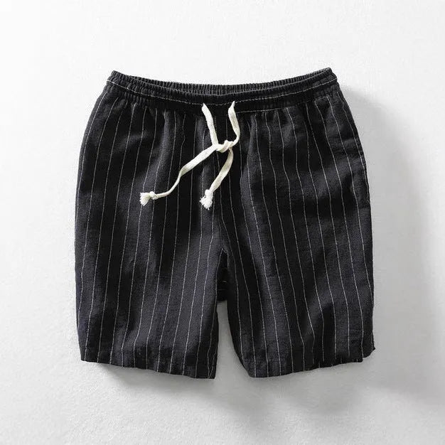 Men's striped cropped summer pants in super soft polyester fabric with straight leg street style