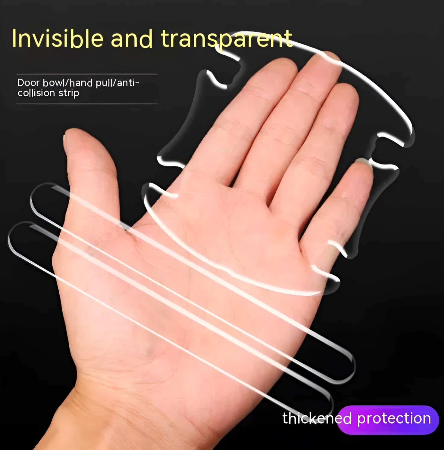 Transparent car door handle protective stickers 4-piece scratch-proof kit