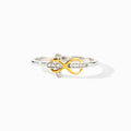 S925 sterling silver two-tone infinite cross ring with geometric line design and adjustable opening