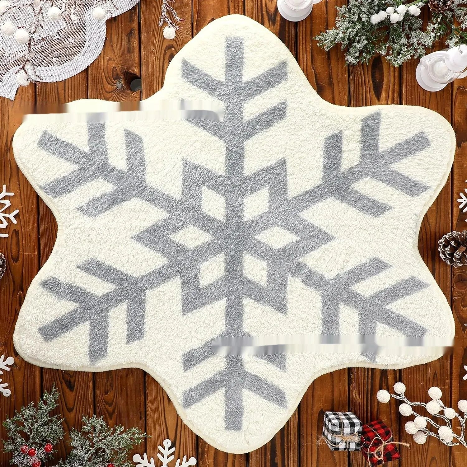 Printed round Christmas carpet with holiday design on soft polyester material