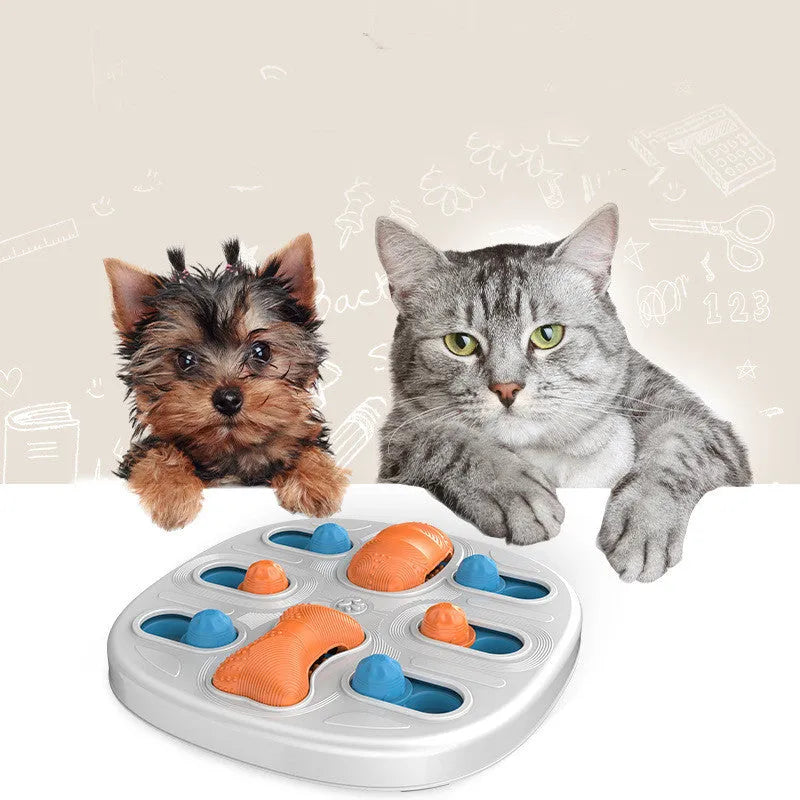 34.5cm slow food feeder for cats and dogs in plastic and silicone, busy disk licking plate on floor