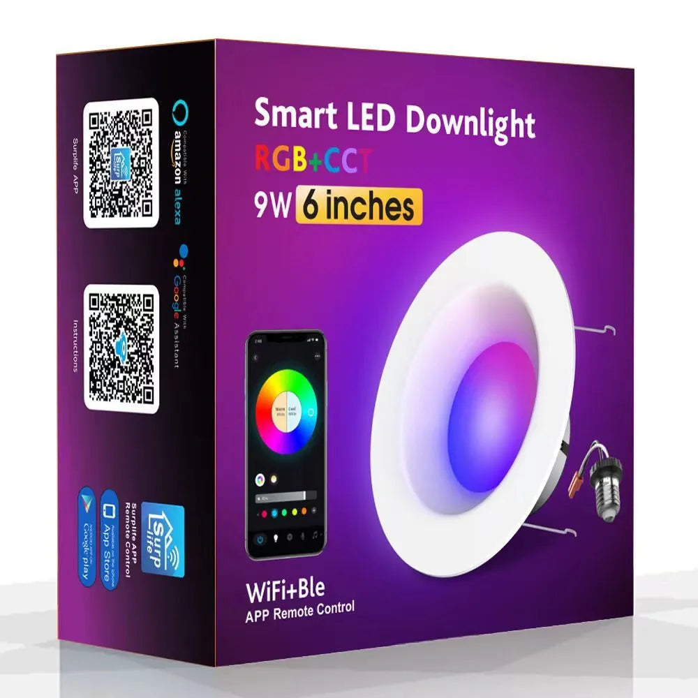 Smart RGBW ceiling lamp with WiFi Bluetooth remote control and colour changing features