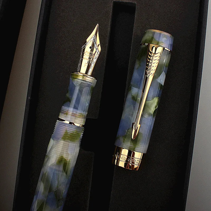 Deep Bath Green metal ballpoint pen with cap, showing 0.5mm F tip, 0.7mm M tip, and 1.0mm graphic tip options on a plain background