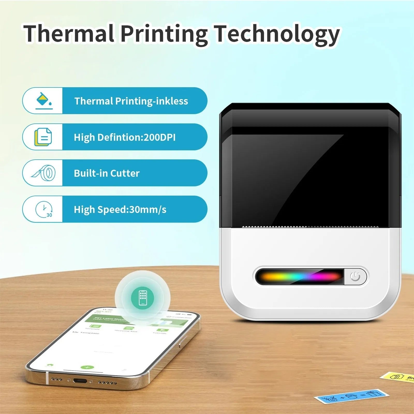 U1 self-adhesive compact portable wireless Bluetooth thermal printer pocket mini label maker in black