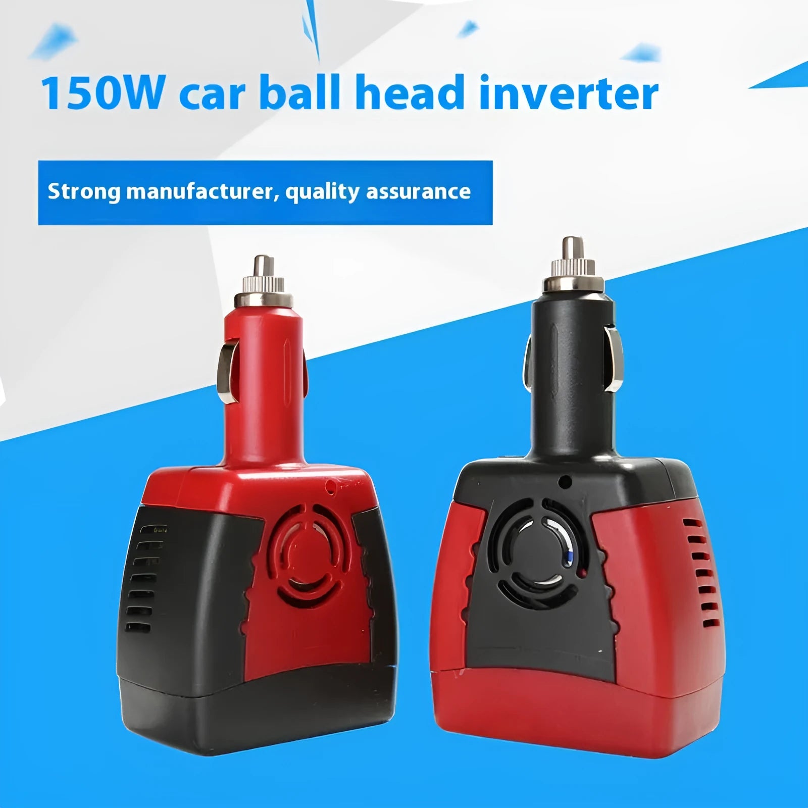 150W car inverter 12V to 220V 110V power adapter booster in red with dual cigarette lighter sockets