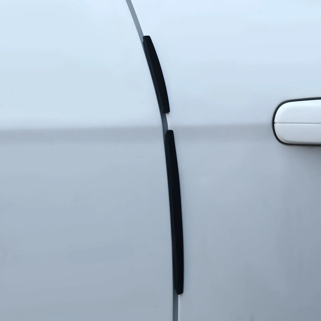 White plastic car door edge protection strip set for preventing scratches and door dings