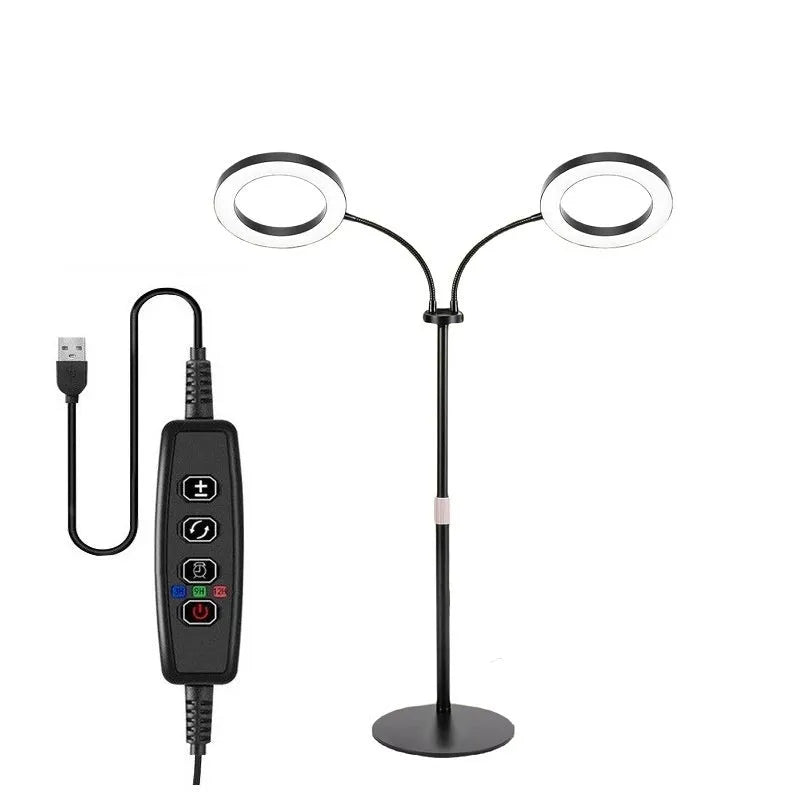 6-inch Angel Ring LED plant grow light on a tall, adjustable aluminium floor stand.