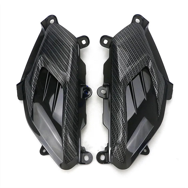 Pair of YAMAHA NMAX carbon fibre side lamps with LED lights in choice of blue or red