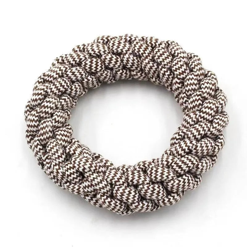 Cotton braided ring dog toy for dental cleaning, 18 cm diameter