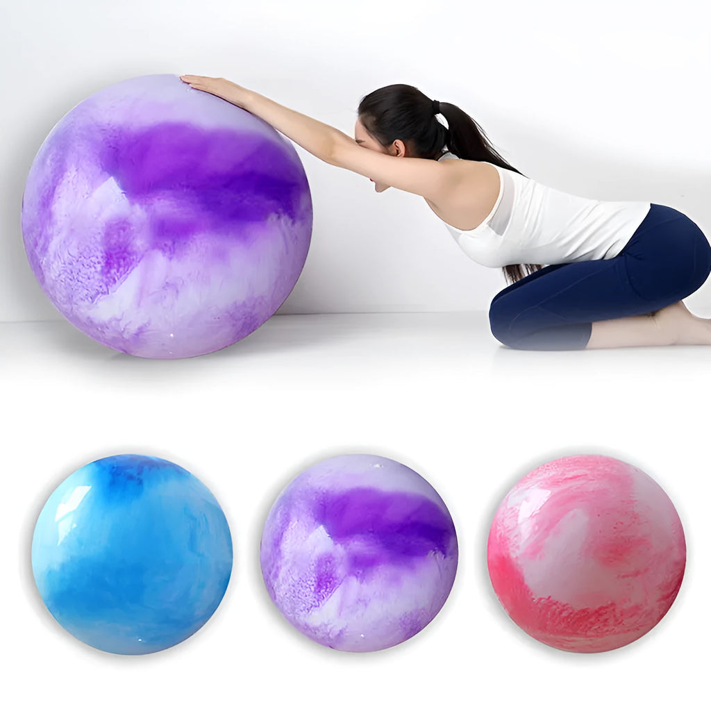Fitness Pilates PVC yoga ball in pink, purple, blue, red in 55cm, 65cm, and 75cm sizes