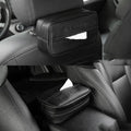 Black PU leather car hanging storage box with paper bag organiser for vehicle interior storage