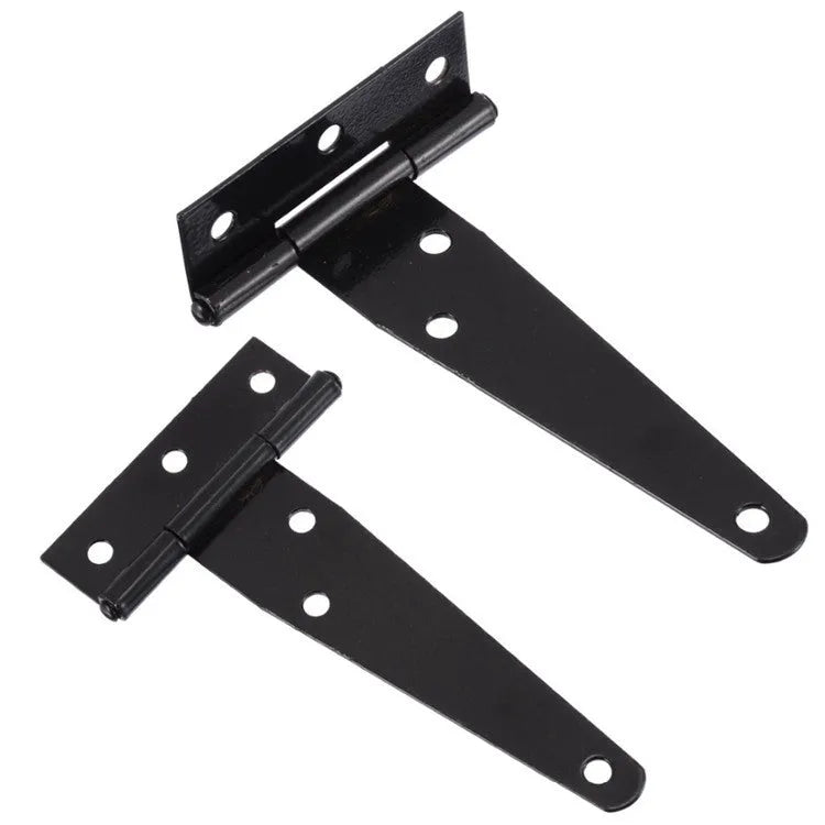 Fixed T-shaped iron folding hinge for outdoor wooden doors in multiple sizes.