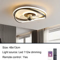 Modern black ceiling fan lamp with light, shown in annular, round, and square style options.