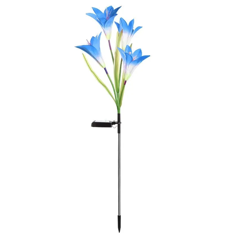 Flower-shaped solar LED ground lamp for garden lighting with colour-changing LEDs