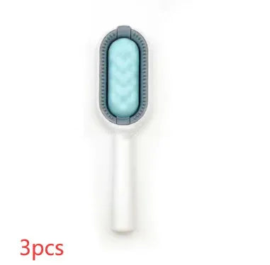 Green plastic pet hair removal comb with disposable wipes sticker for cats and dogs