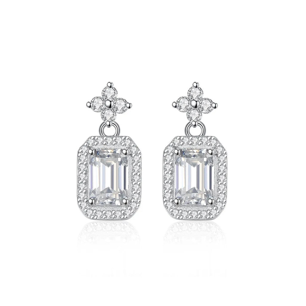Pair of rectangular 925 silver women's earrings with electroplated finish, MSE23040303