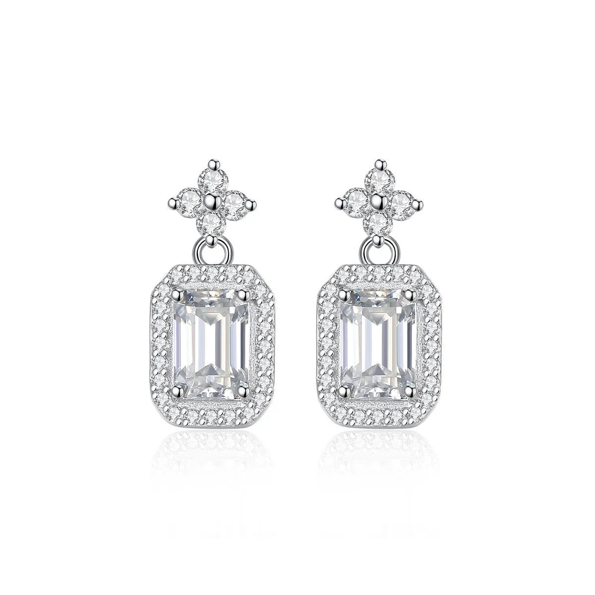 Pair of rectangular 925 silver women's earrings with electroplated finish, MSE23040303