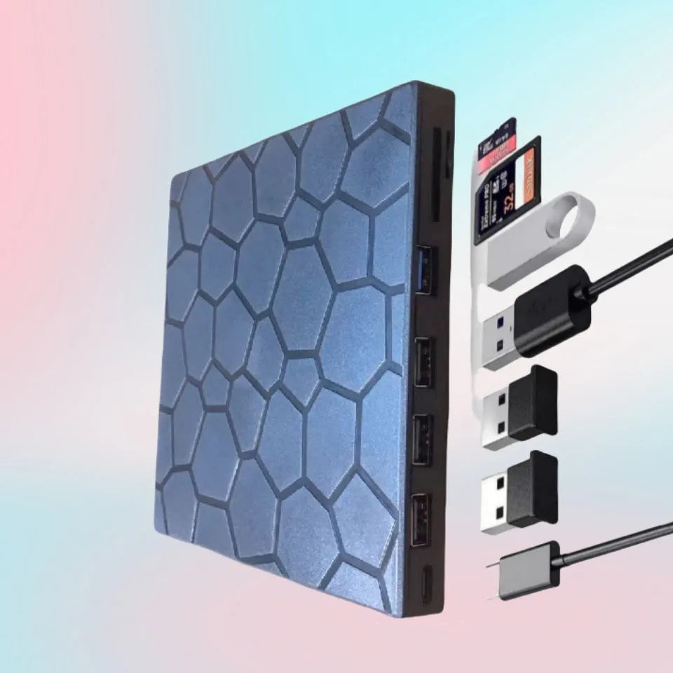 Black USB external CD drive writer with compact portable design