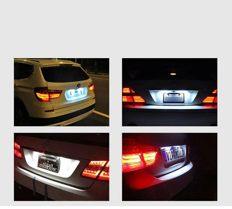 White LED license plate light unit for Honda Civic rear number plate.