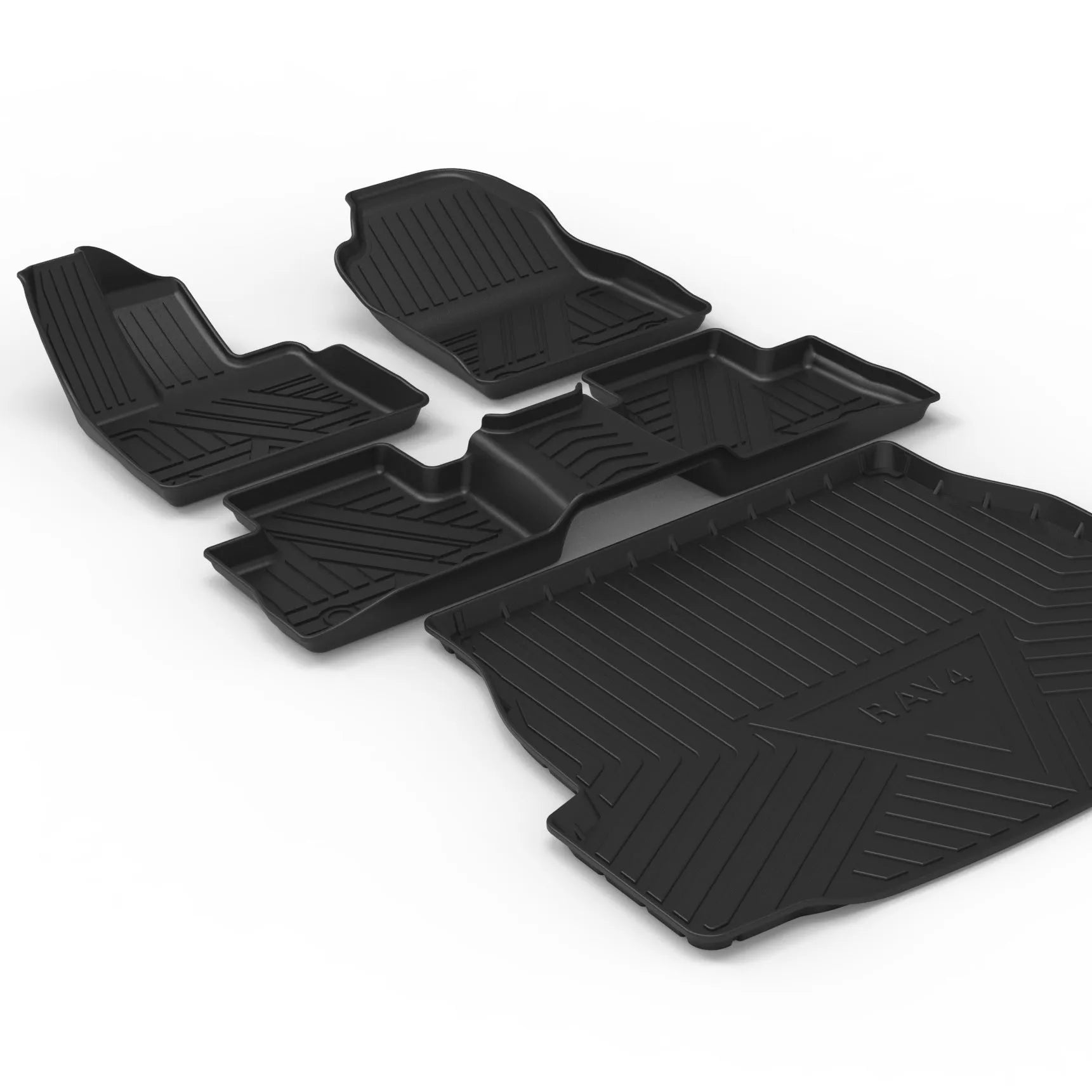 Black carbon fibre pattern TPE car boot liner mat for vehicle trunk protection.