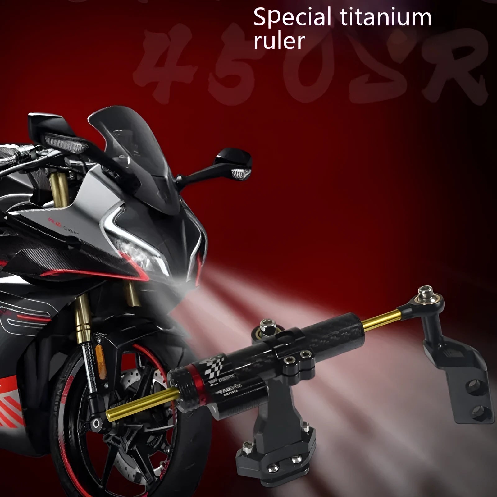 Motorcycle damper bracket with 16-segment adjustment for Spring Wind 450SR/SRS in carbon fibre finish