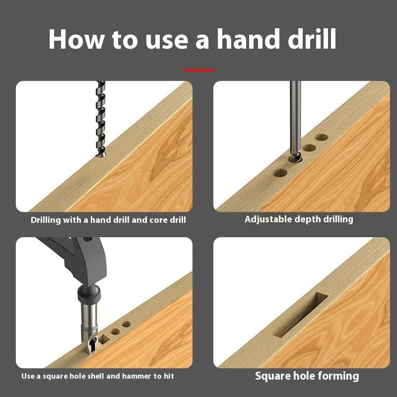 12.7mm square hole drill bit set with carbon steel sleeve and core for woodworking