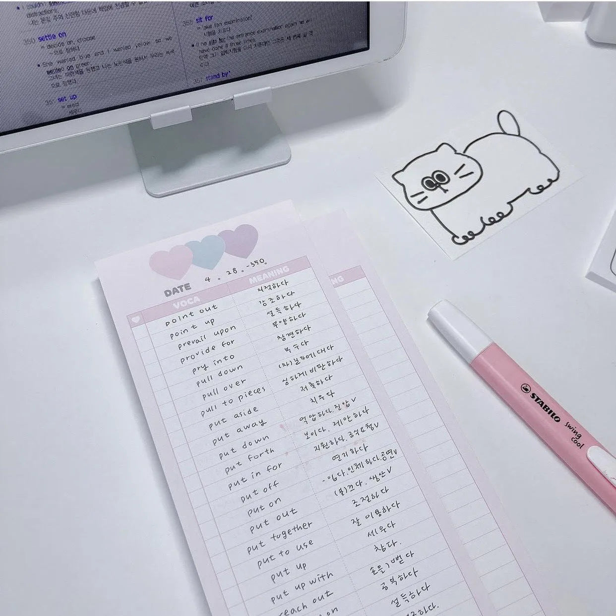 B5 half-size notepad with English word printing, available in blue, pink, or purple cover colours
