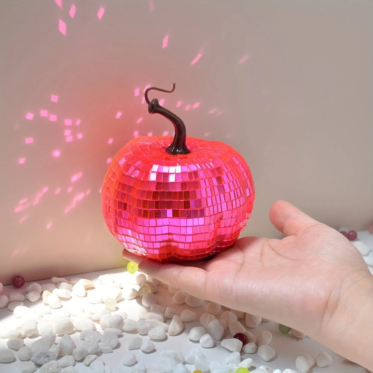 Chinese style embroidered glass pumpkin ornament in various sizes for Halloween decoration.
