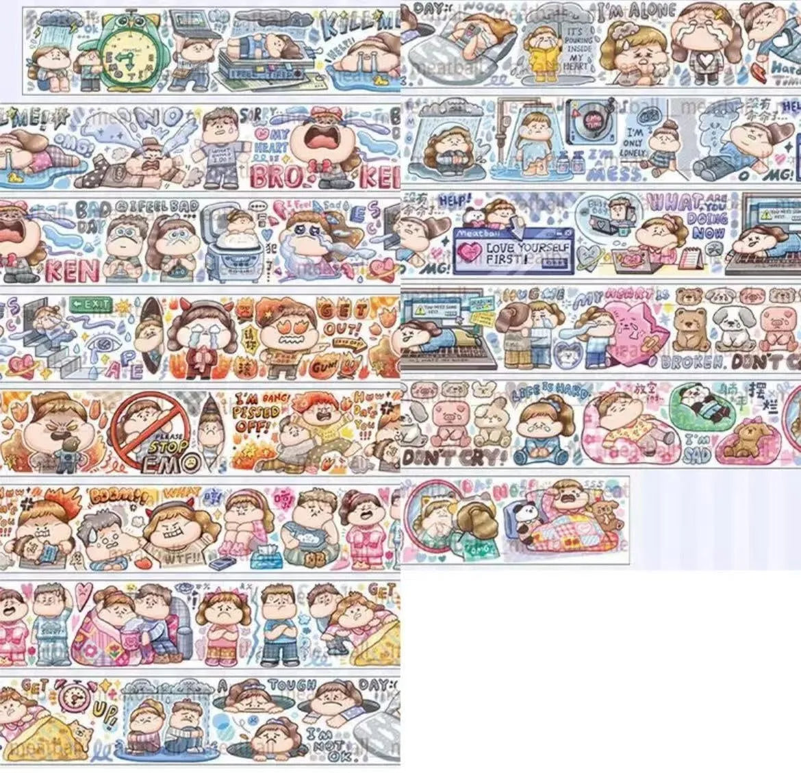 Haemorrhoid tape packaging cartoon cute character stickers on Japanese paper