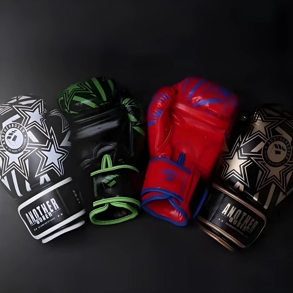 Professional children's boxing Sanda gloves in multiple colours with XINGX design, showing ounce sizing from 4oz to 14oz