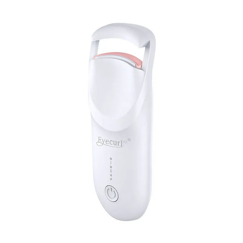 USB electric heating eyelash curler in choice of colours including vanilla apricot, maca pink, and cream white.