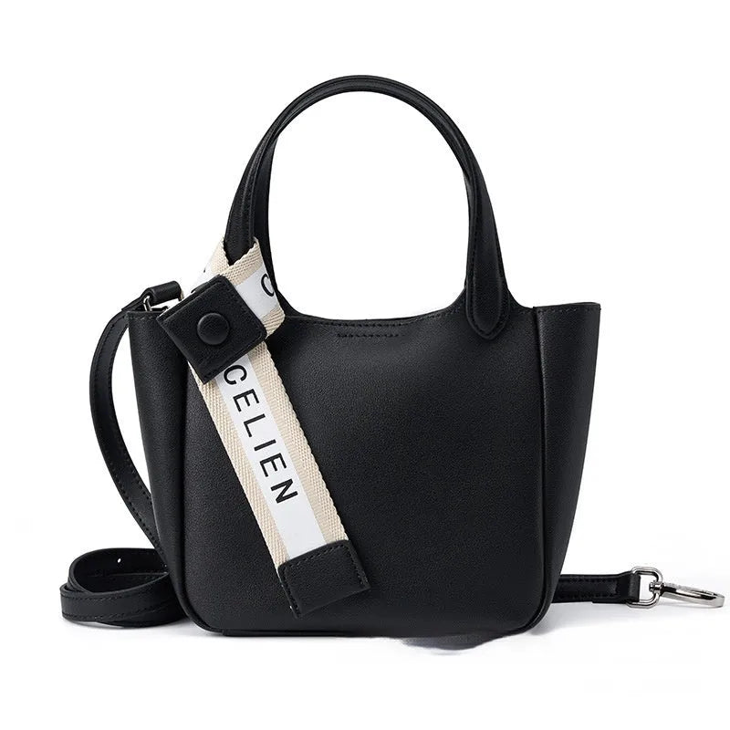 Genuine cattlehide leather cross body bucket bag in square vertical retro style.