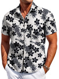 Men's slim fit Hawaiian short sleeve shirt in polyester fibre, summer casual wear