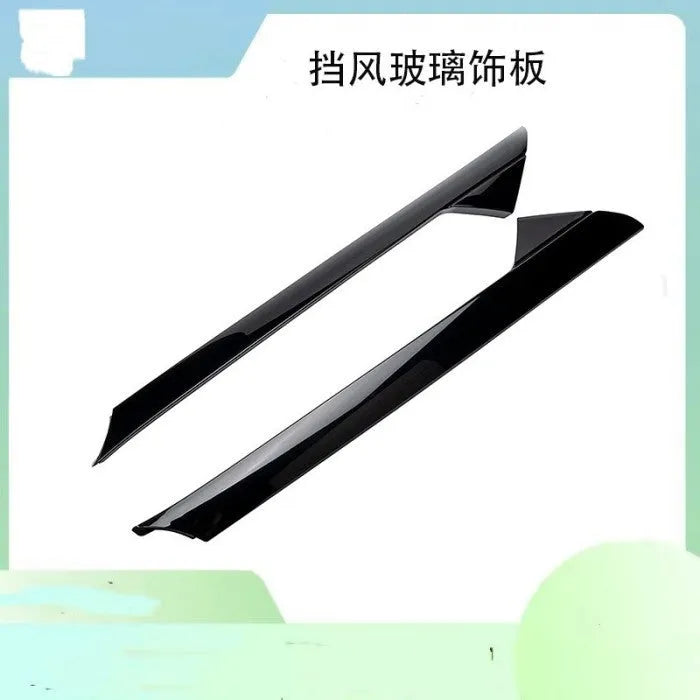 Black front windshield decorative trim panel set for Ford vehicles