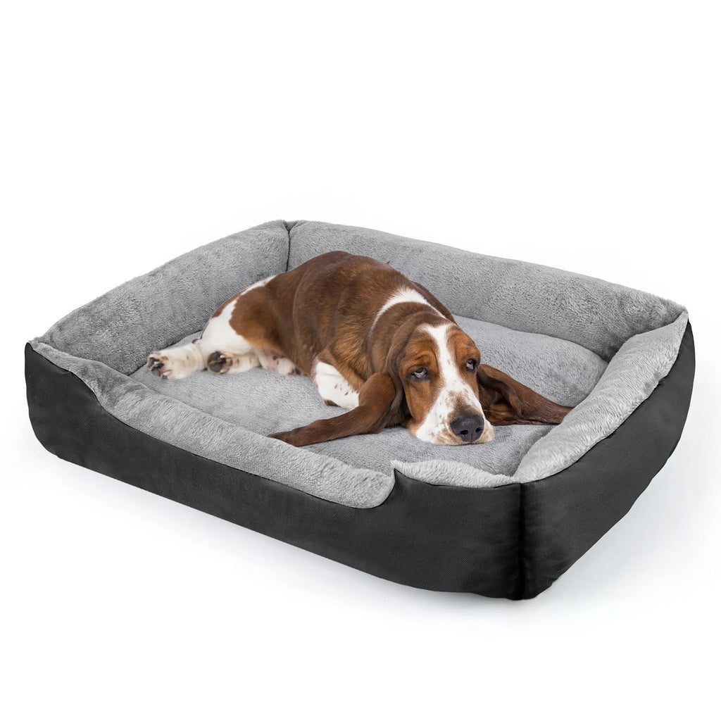 Black cloth dog nest bed for medium to large dogs with raised edges, shown in 2XL size