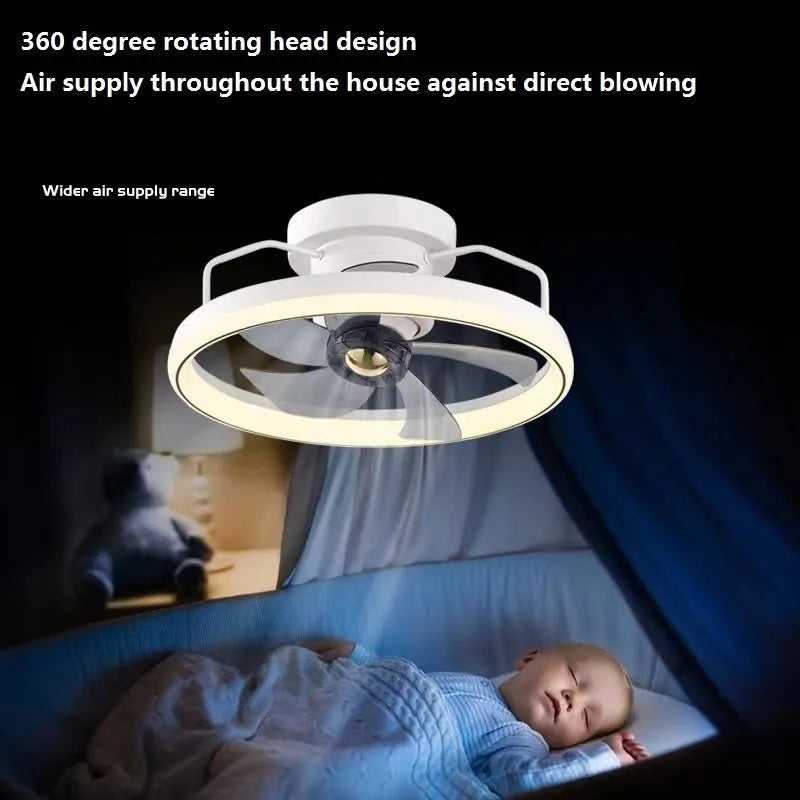 Modern ceiling fan lamp with light fixture in one of seven colour options